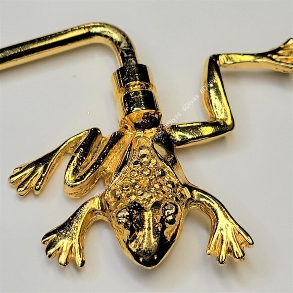 CUSTOM Made Gold Plated Frog Handbag Holder or Table Bag Hook - Picture 6 of 16